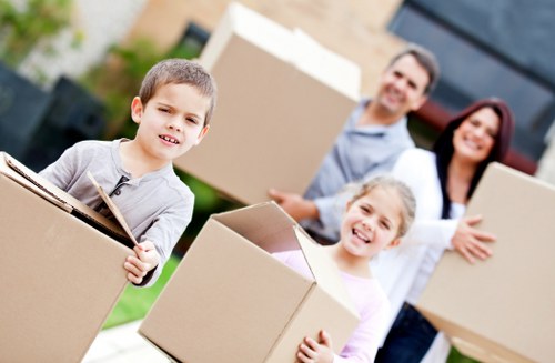 Moving truck and packed boxes for a Botanybay home relocation